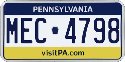 PA license plate MEC4798