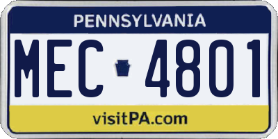 PA license plate MEC4801