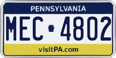 PA license plate MEC4802