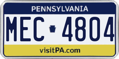 PA license plate MEC4804