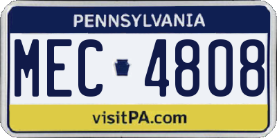 PA license plate MEC4808