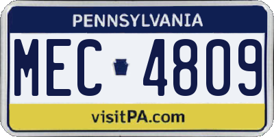 PA license plate MEC4809