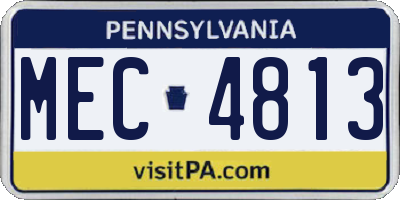PA license plate MEC4813