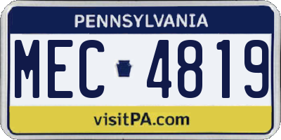 PA license plate MEC4819