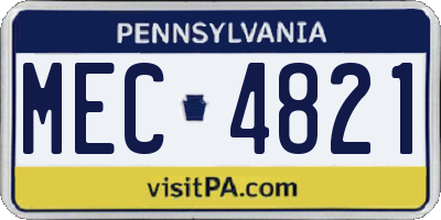 PA license plate MEC4821