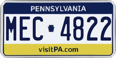 PA license plate MEC4822