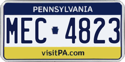 PA license plate MEC4823