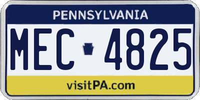 PA license plate MEC4825