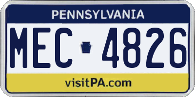 PA license plate MEC4826