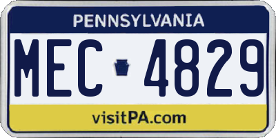 PA license plate MEC4829