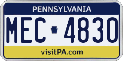 PA license plate MEC4830