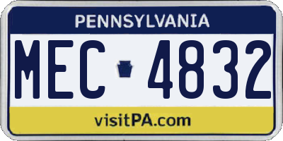 PA license plate MEC4832
