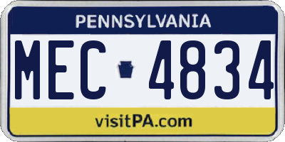 PA license plate MEC4834