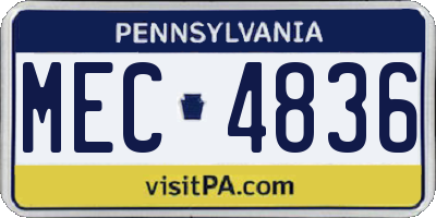 PA license plate MEC4836