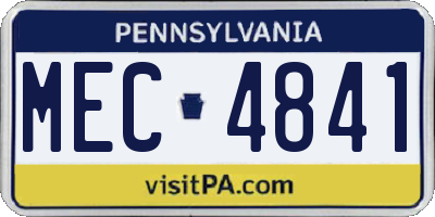 PA license plate MEC4841