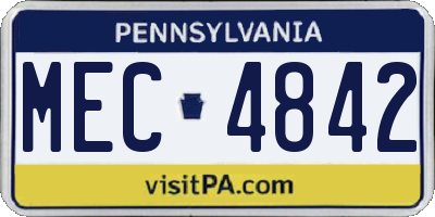 PA license plate MEC4842