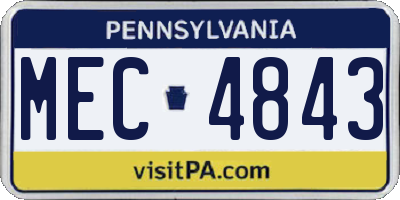 PA license plate MEC4843