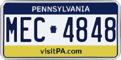 PA license plate MEC4848