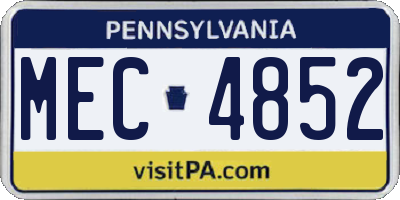 PA license plate MEC4852
