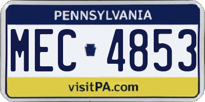 PA license plate MEC4853