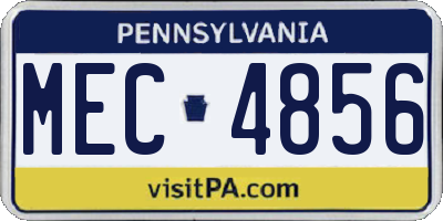 PA license plate MEC4856