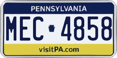 PA license plate MEC4858