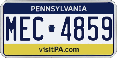 PA license plate MEC4859