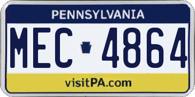 PA license plate MEC4864