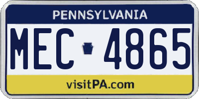 PA license plate MEC4865