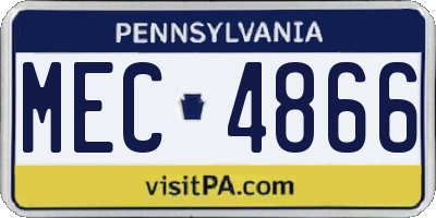 PA license plate MEC4866