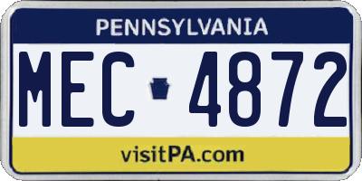 PA license plate MEC4872