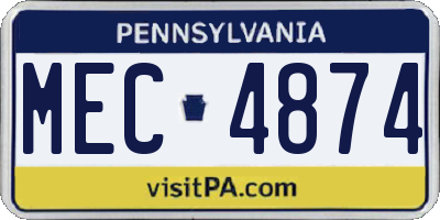 PA license plate MEC4874