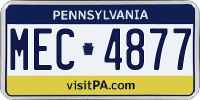 PA license plate MEC4877