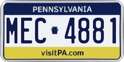 PA license plate MEC4881