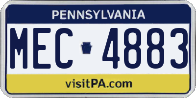 PA license plate MEC4883