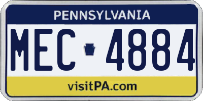 PA license plate MEC4884