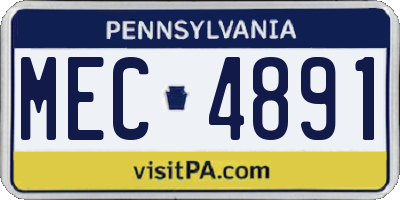 PA license plate MEC4891