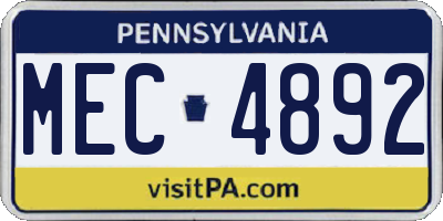 PA license plate MEC4892