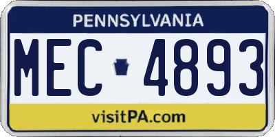 PA license plate MEC4893
