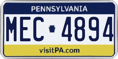PA license plate MEC4894