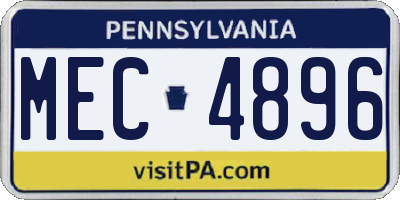 PA license plate MEC4896