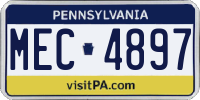 PA license plate MEC4897