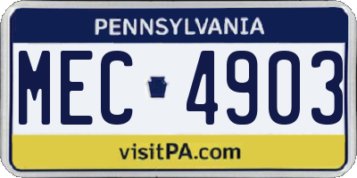PA license plate MEC4903