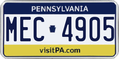 PA license plate MEC4905