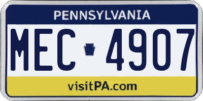 PA license plate MEC4907