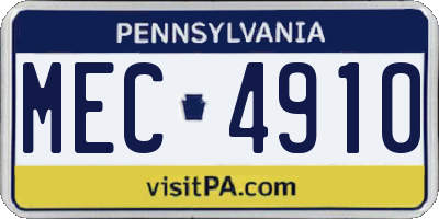 PA license plate MEC4910