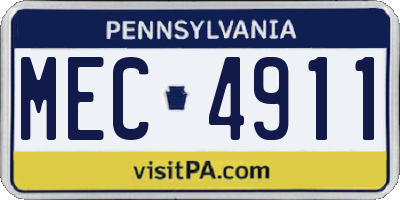PA license plate MEC4911