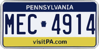 PA license plate MEC4914