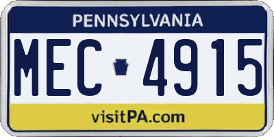 PA license plate MEC4915