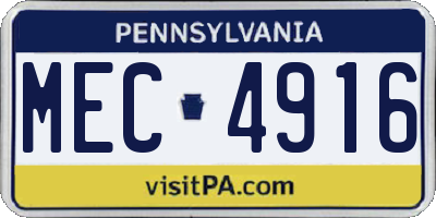 PA license plate MEC4916